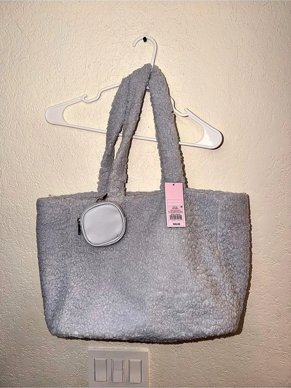 Wild Fable Carry All Large Tote Bag Gray Sherpa